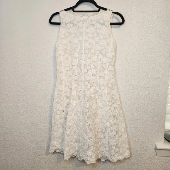 Nina Ricci Cream/Off Ivory White Knee Length Lace Dress Size FR 38 - Picture 5 of 16